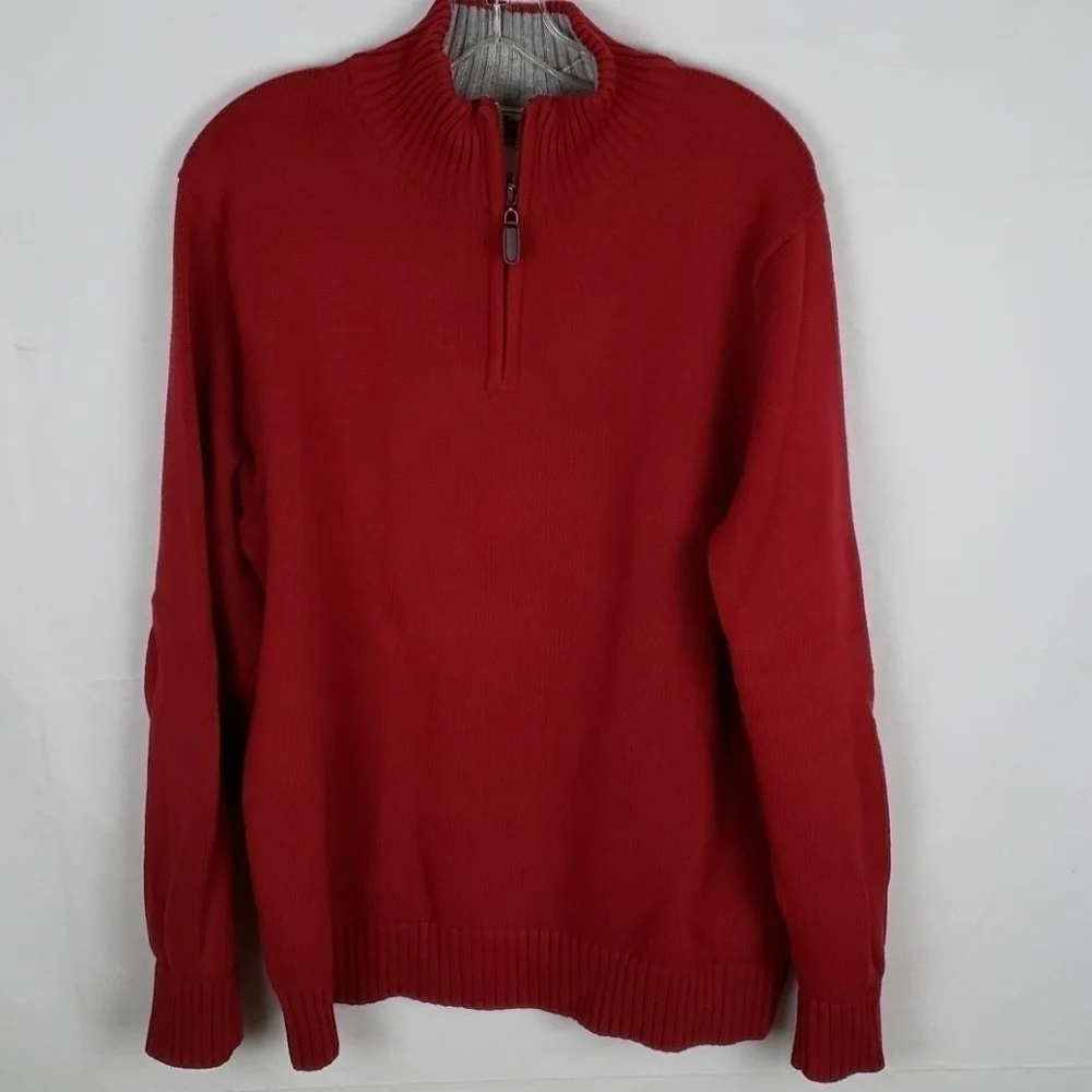 L.L. Bean 1/4 Zip 100% Cotton Sweater L-Reg EUC